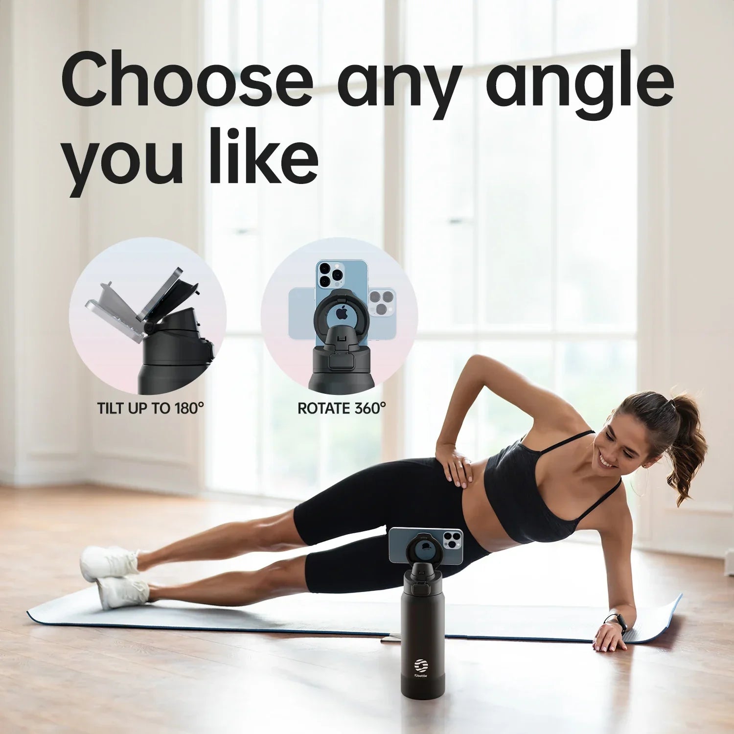 Bottle with Magnetic Phone Holder